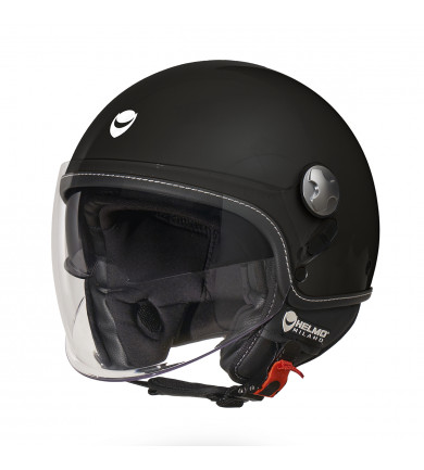 EOS MATT BLACK CASCO JET CON DOPPIA VISIERA 06 HELMO MILANO