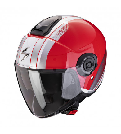 EXO-CITY II VEL ROSSO - BIANCO CASCO JET CON DOPPIA VISIERA SCORPION