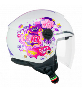 MINI COMICS FUCSIA BIANCO CASCO JET BAMBINA/O CGM