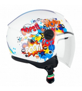 MINI COMICS BLU BIANCO CASCO JET BAMBINO/A CGM