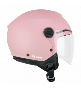 MINI MONO ROSA OPACO CASCO JET BAMBINA/O CON ADESIVI INCLUSI CGM