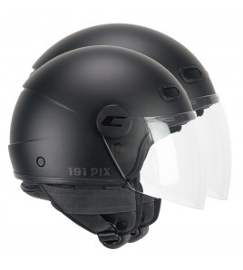 CASCO JET PIX MONO NERO.OP VISIERA LUNGA CGM