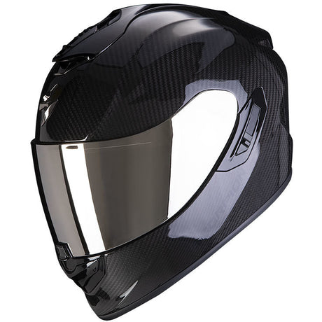 Exo-1400 Evo Ii Carbon Solid Nero Casco Integrale con Visierino Scorpion - 1