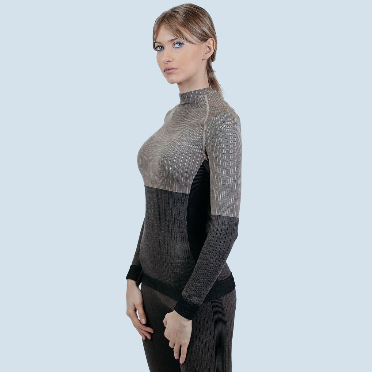 Maglia M/l Donna Lana F-all Polipropilene/lana/elastan Corteccia/nero - 1