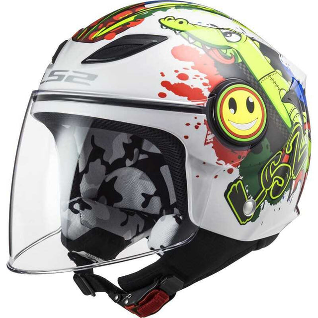 Of602 Funny Croco Gloss White Casco Jet Bimbo/a Ls2 - 1