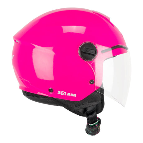 Mini Mono Fucsia Casco Jet Bambina/o con Adesivi Inclusi Cgm - 1