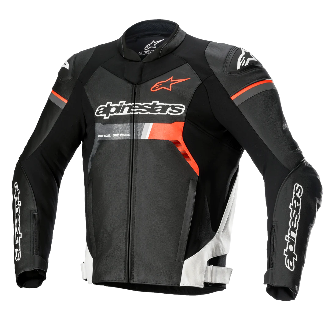 Gp Force Leather Jacket Black White Red Fluo Giacca Sportiva Alpinestars