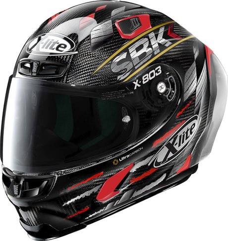 Casco X-803 Rs Ultra Carbon X-lite Nolan - Casco Integrale Racing Sbk Nero/rosso - 1