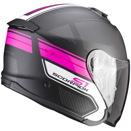 Casco Exo-s1 Cross-ville Scorpion - Casco Jet In Fibra Nero Opaco/rosa - 2