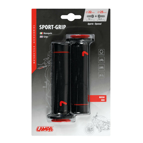 Manopole Sport Grip Nere Lampa - Manopole Logo Rosso - 2