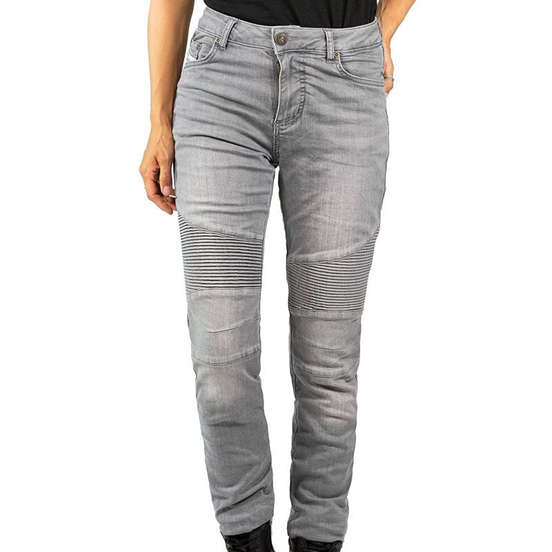 Pantaloni Donna Betty Biker John Doe - Pantaloni Light Grey con Protezioni - 1