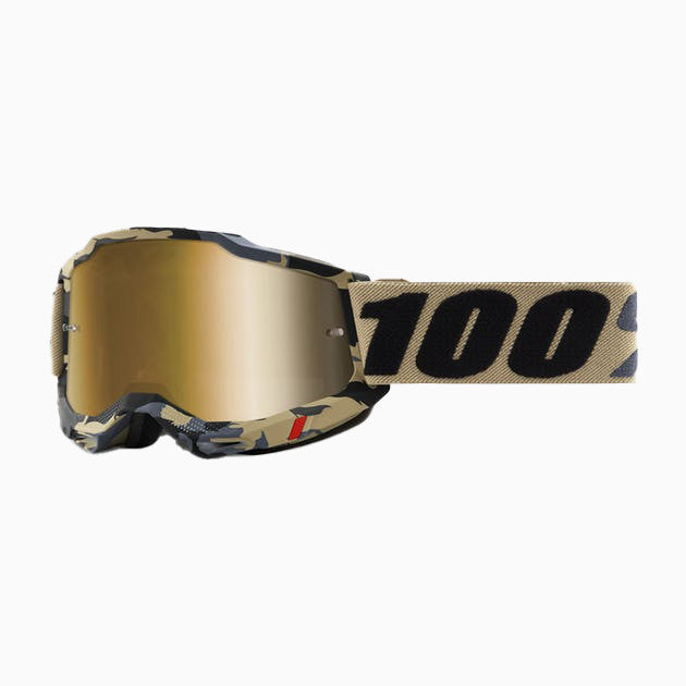 Maschera Tarmac Accuri 2 100% - Maschera Cross con Lente a Specchio Oro - 1