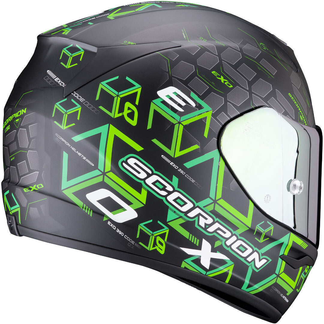 Exo-390 Cube Nero Opaco Verde Casco Integrale Scorpion - 2