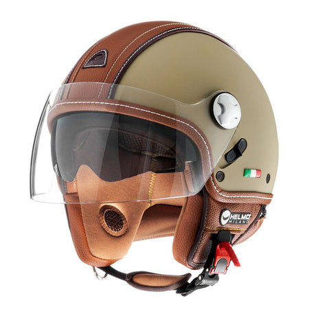 Pelledura Premium Mat Green Casco Jet Helmo Milano - 1