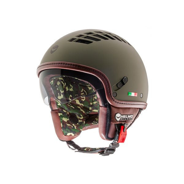 Viacolvento Rubber Green Casco Demi-jet Traforato Helmo Milano - 1