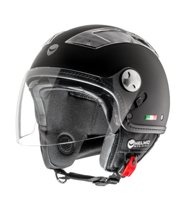 Turbine Nero Opaco Casco Jet Traforato Estivo con Cover Helmo Milano - 1