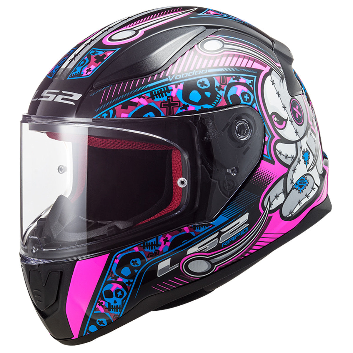 Ff353 Rapid Mini Voodoo Black Fluo Pink Casco Integrale Da Bambino Ls2 - 1