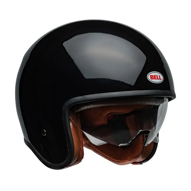 Casco Jet Vintage Tx501 Ece 06 In Fibra Nero Lucido con Visierino Bell