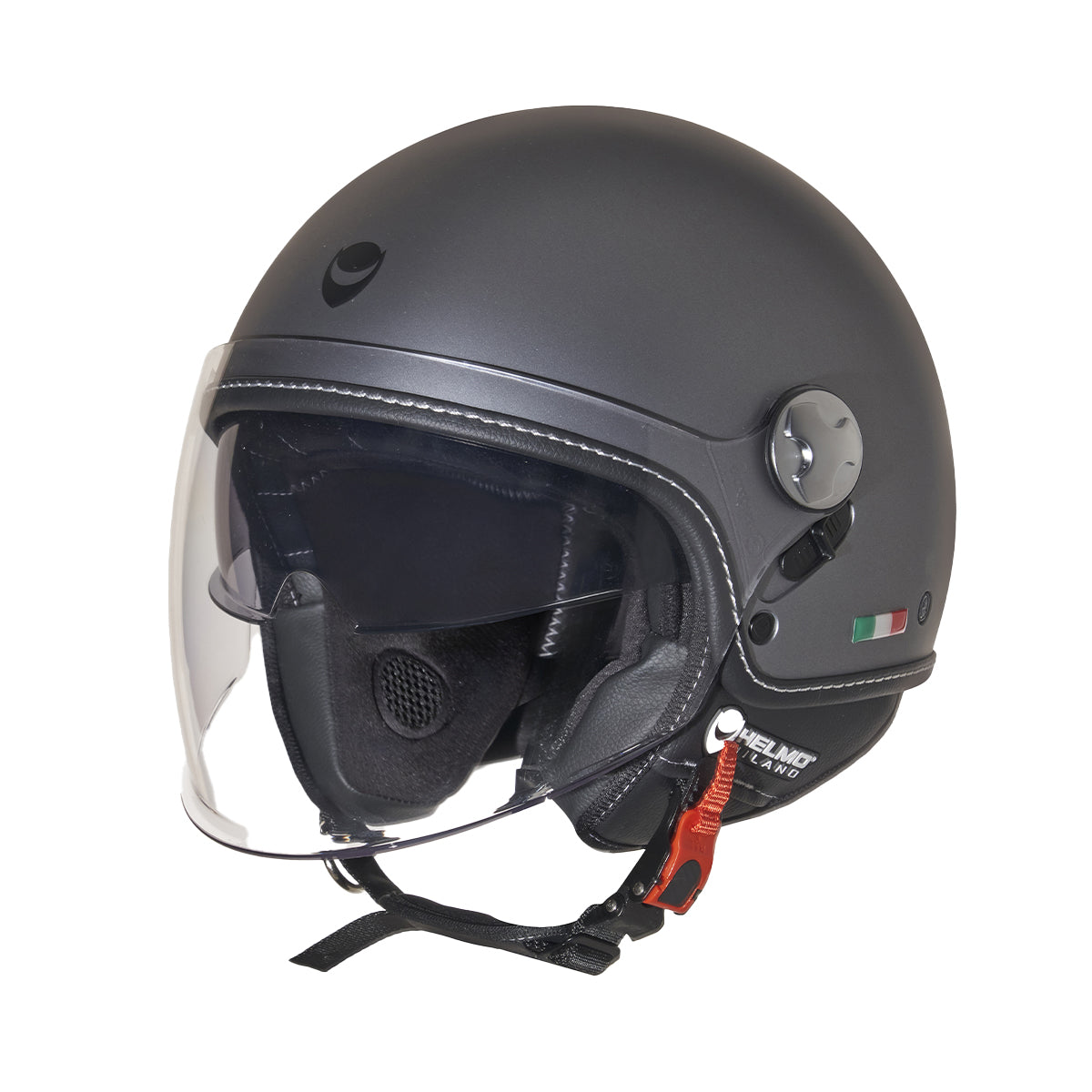 Eos Matt Anthracite Casco Jet con Doppia Visiera 06 Helmo Milano