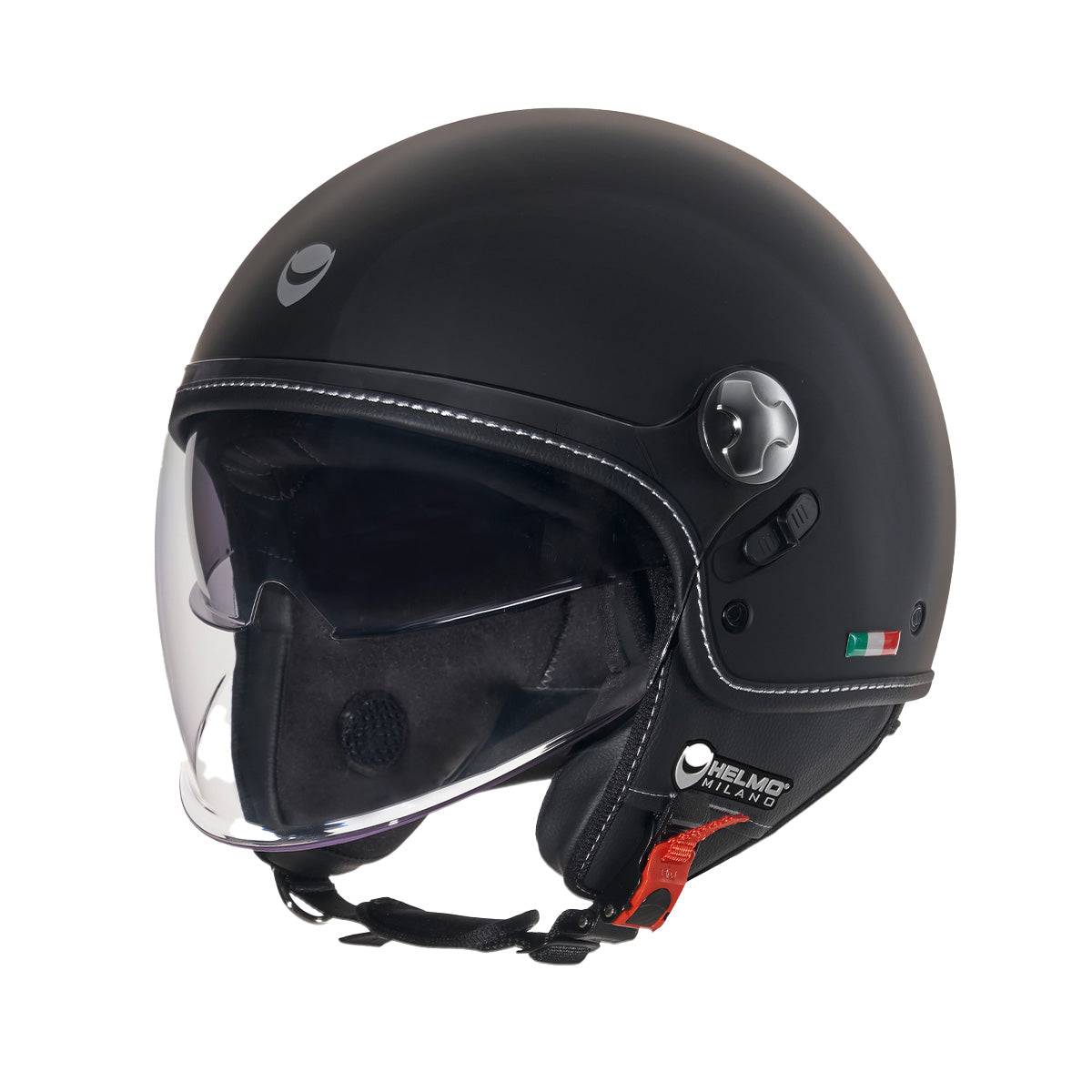 Eos Shiny Black Ece22.06 Casco Jet Doppia Visiera Helmo Milano