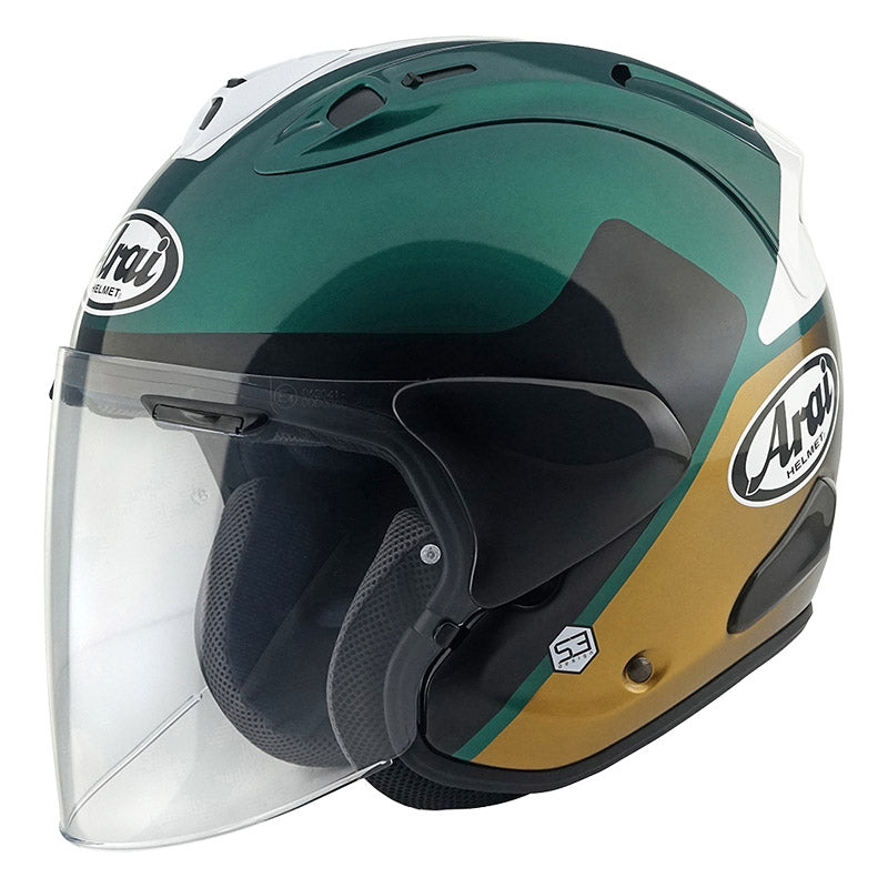 Sz-r Vas Evo Legante Verde-nero-oro Lucido Glitter Casco Jet Arai